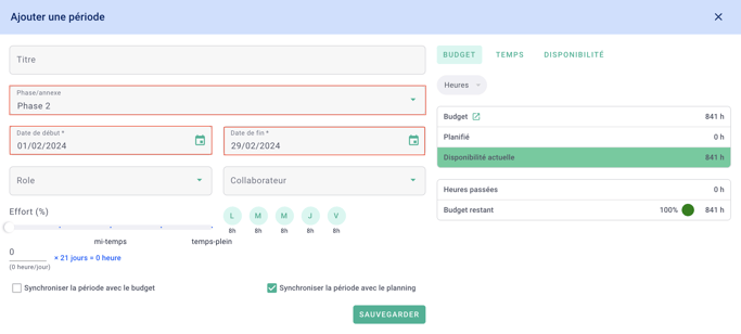 planning de charges