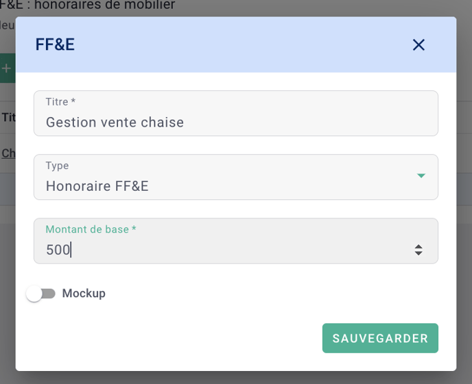 Honoraires FF&E