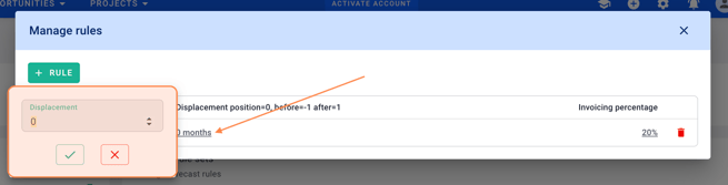 screen billing scheduling rule deplacement position