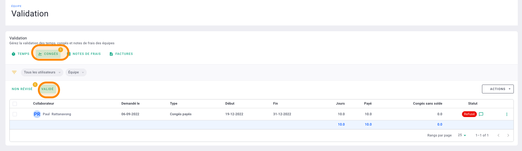 capture validation congés validés refusés