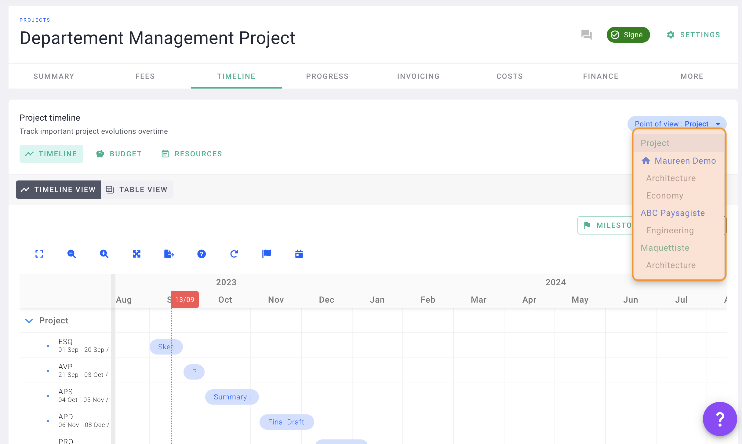 screen version 4.7 OOTI schedule and progress management